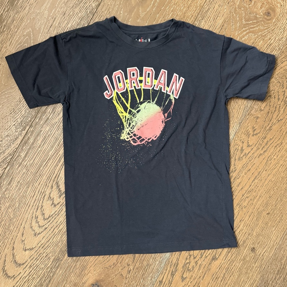Jordan Kids Black Tee with Neon Graphic